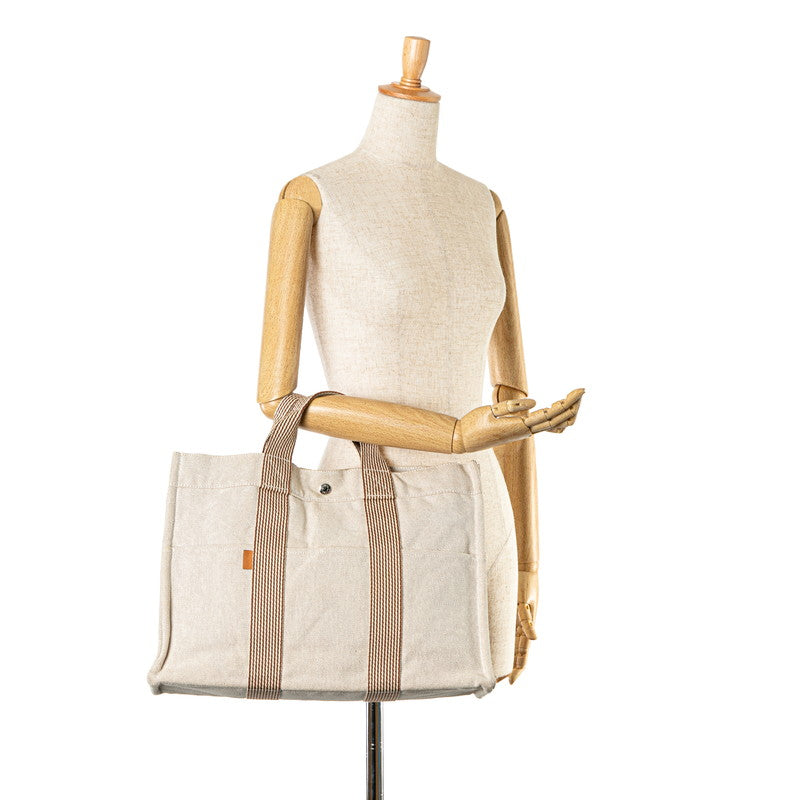 Hermes Canvas New Fourre Tout Tote MM Beige in Great Condition