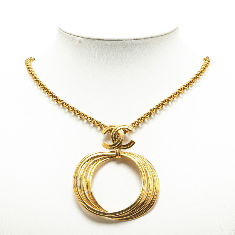 Chanel Vintage Coco Mark Turnlock Chain Necklace Gold Plated in Very Good Condition