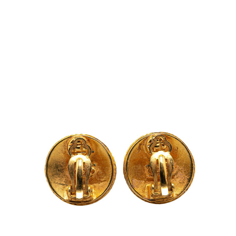 Chanel Vintage Coco Mark Round Earrings Gold in Very Good Condition