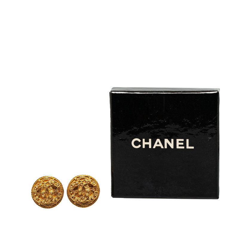 Chanel Vintage Coco Mark Round Earrings Gold in Very Good Condition