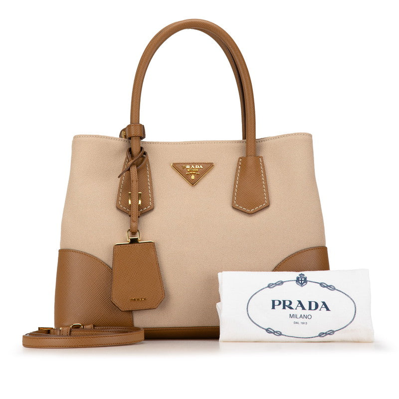 Prada Canvas Leather 2WAY Handbag Shoulder Bag BN2887