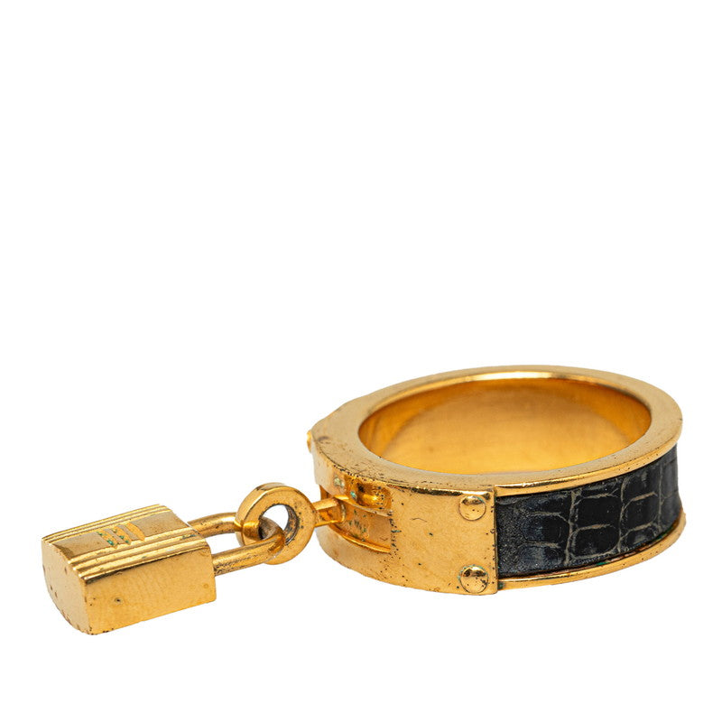 Hermes Kelly Scarf Ring Gold Black