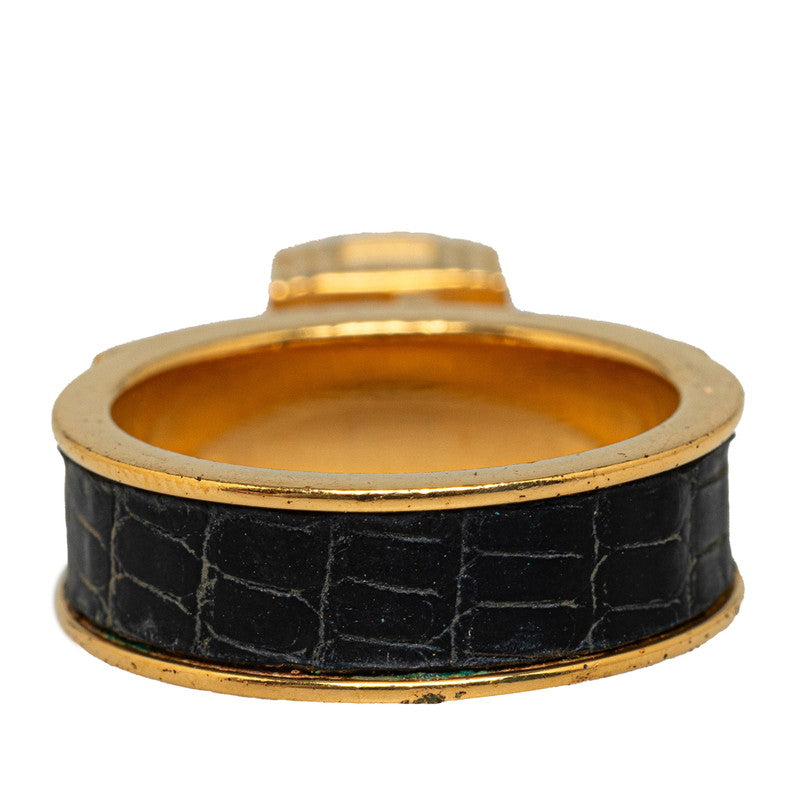 Hermes Kelly Scarf Ring Gold Black