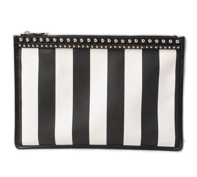 Givenchy Coated Canvas Clutch Bag Black/White Studs