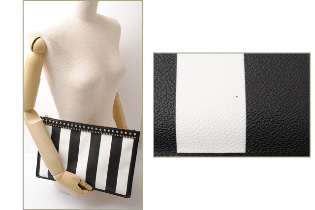 Givenchy Coated Canvas Clutch Bag Black/White Studs