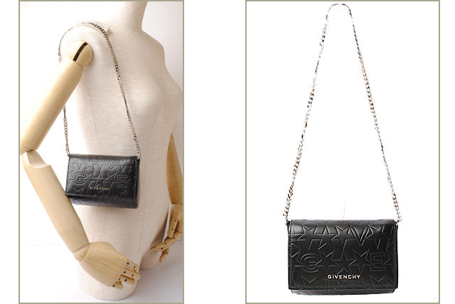 Givenchy Leather Chain Clutch Bag Black/Silver