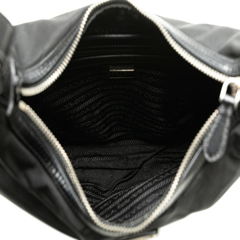 Prada Nylon Leather Triangle Logo Shoulder Bag