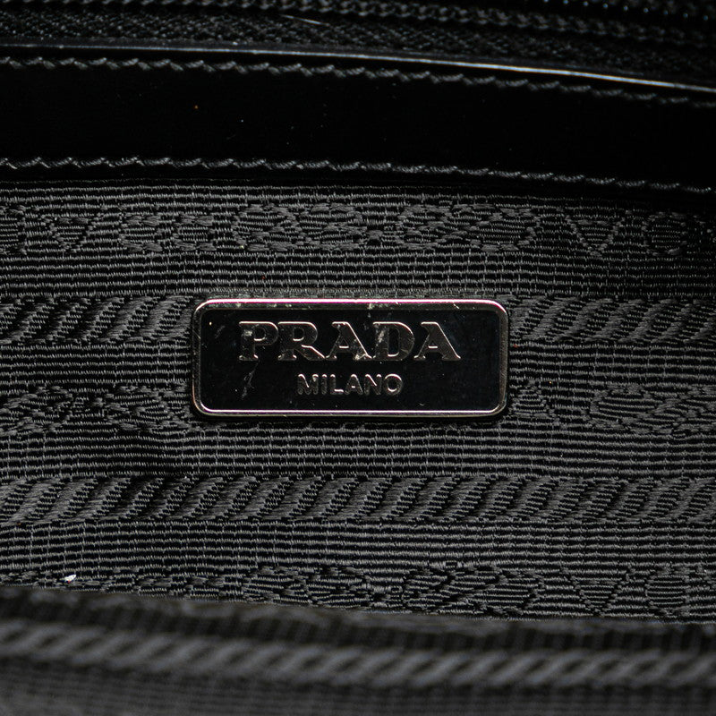 Prada Nylon Leather Triangle Logo Shoulder Bag