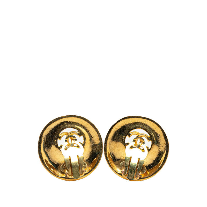 Chanel Vintage Coco Mark Round Earrings Gold