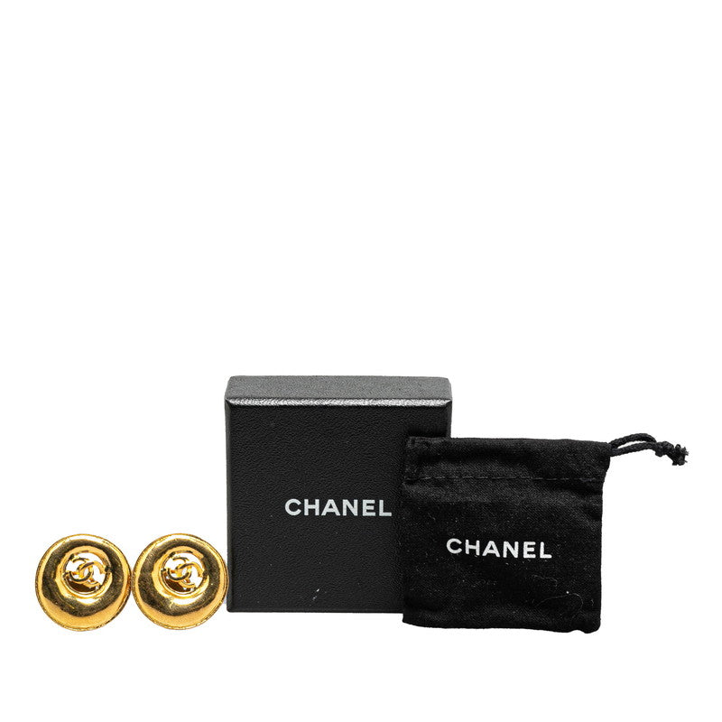 Chanel Vintage Coco Mark Round Earrings Gold