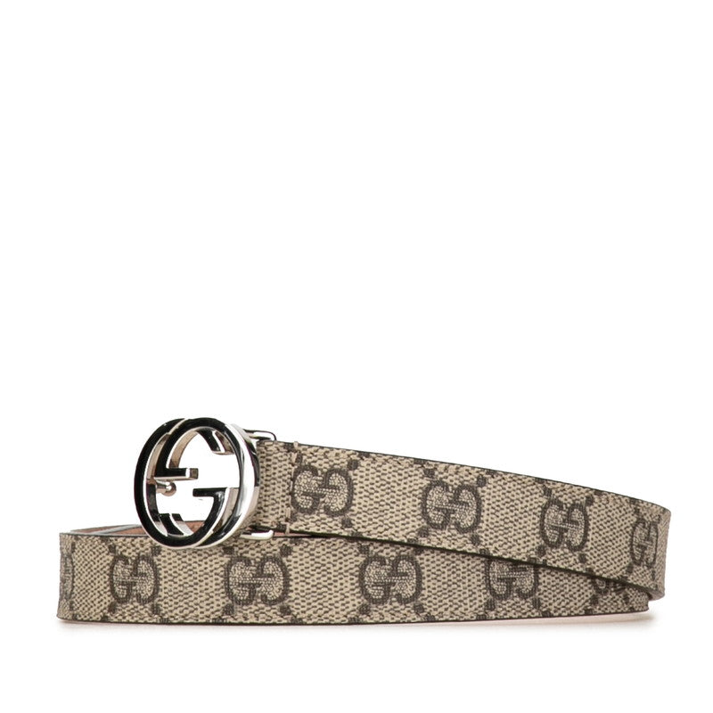 Gucci GG Supreme Interlocking G Belt Beige PVC Leather