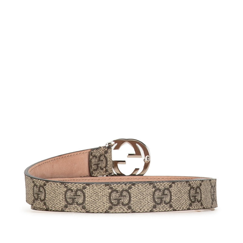 Gucci GG Supreme Interlocking G Belt Beige PVC Leather