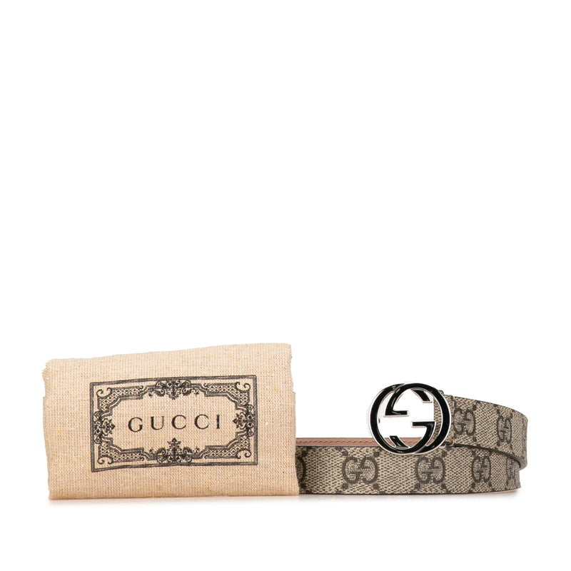 Gucci GG Supreme Interlocking G Belt Beige PVC Leather