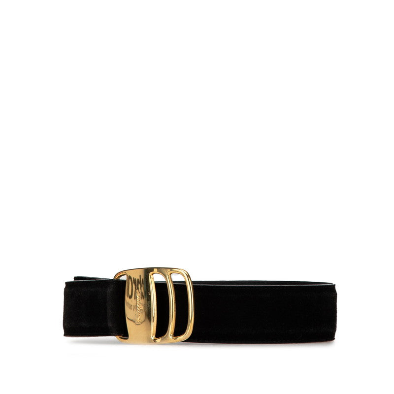 Salvatore Ferragamo Vara Suede Belt Black Gold