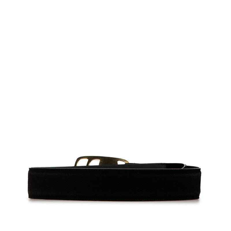 Salvatore Ferragamo Vara Suede Belt Black Gold