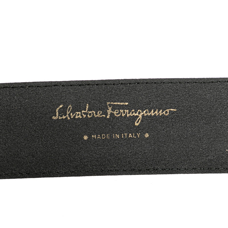 Salvatore Ferragamo Vara Suede Belt Black Gold