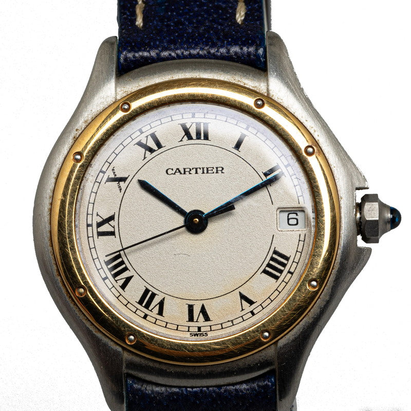 Cartier Panthere Cougar SM Quartz Watch W350058A Stainless Steel Leather in Very Good Condition