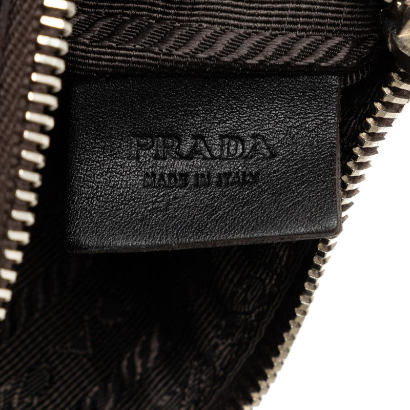 Prada Logo Jacquard Canvas Leather Pouch