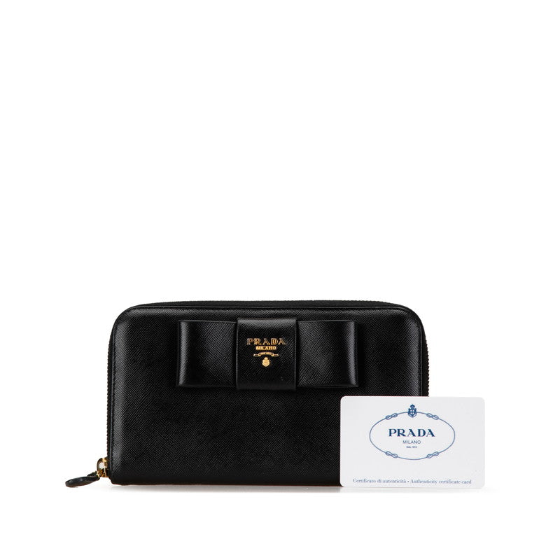 Prada Saffiano Leather Ribbon Zip Wallet