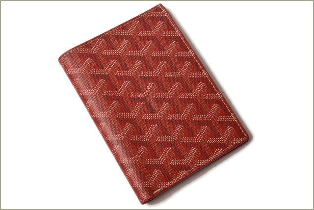 Goyard Wallet Red Herringbone Leather Canvas in Great Condition