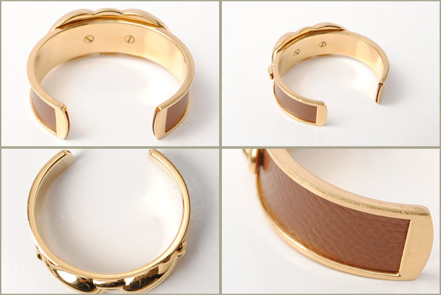 Hermes Lizard Gold Bangle Bracelet in Great Condition