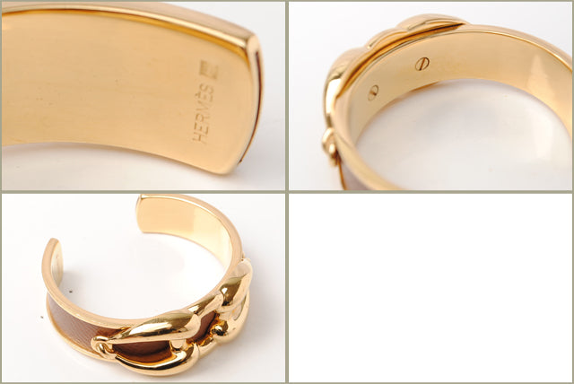 Hermes Lizard Gold Bangle Bracelet in Great Condition