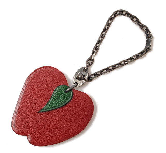 Hermes Leather Bag Charm/Strap/Key Holder Apple Red/Green in Great Condition