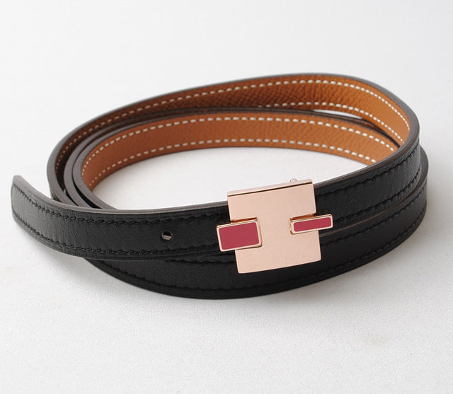 Hermes Swift/Epsom Reversible Belt Irene #95 Black/Brown in Excellent Condition