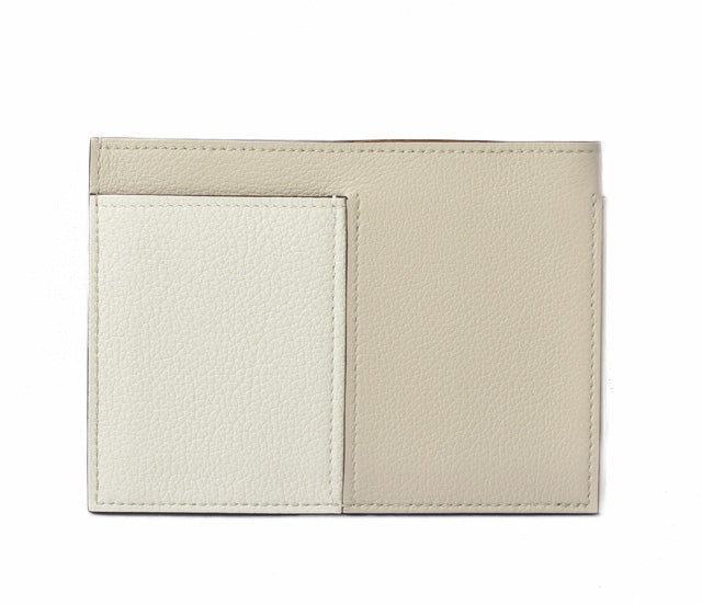 Hermes Leather Card Case Bicolor White/Cappuccino in Pristine Condition