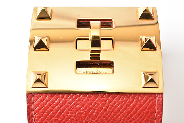 Hermes Leather Bracelet Extreme Vaux Epson Rouge/Gold