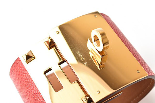 Hermes Leather Bracelet Extreme Vaux Epson Rouge/Gold