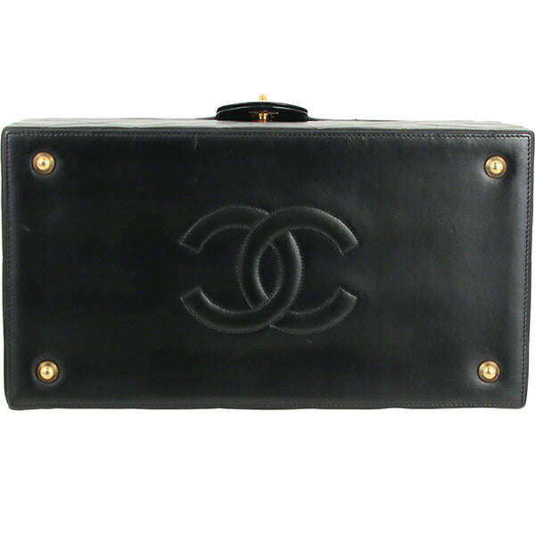 Chanel Vintage Matelasse Vanity Case Leather Handbag in Great Condition