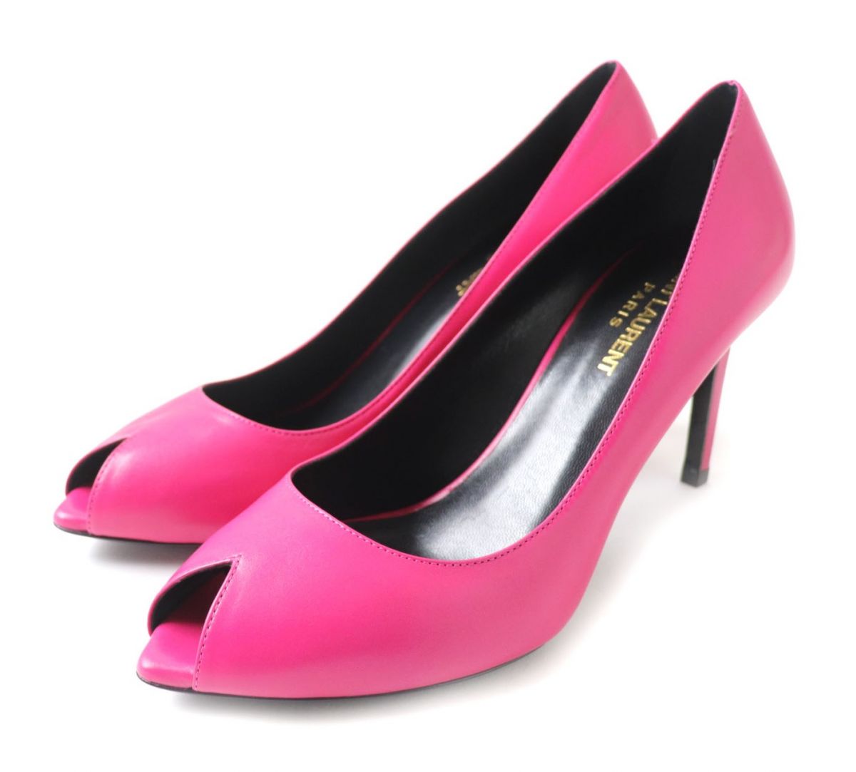 Saint Laurent Open Toe Leather Pumps Pink