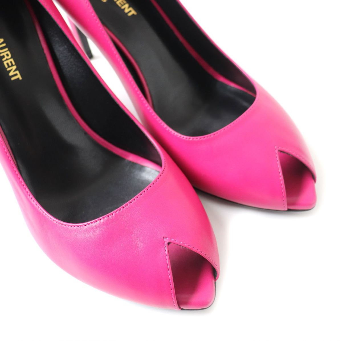 Saint Laurent Open Toe Leather Pumps Pink