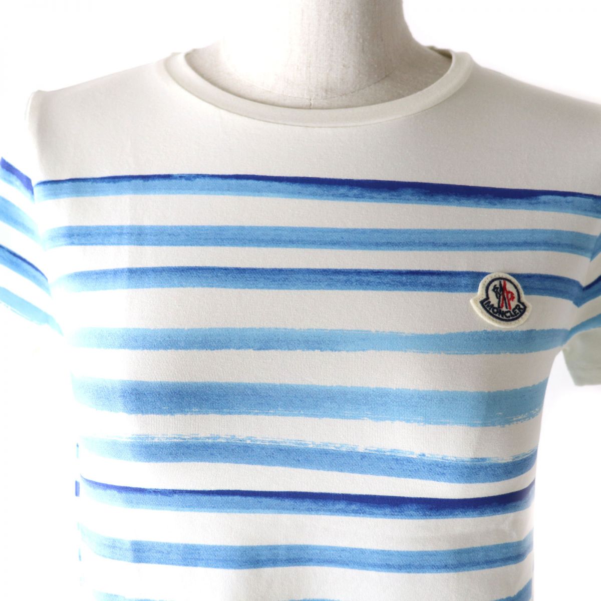 Moncler Kids Lace Hem Logo Patch Striped T-shirt