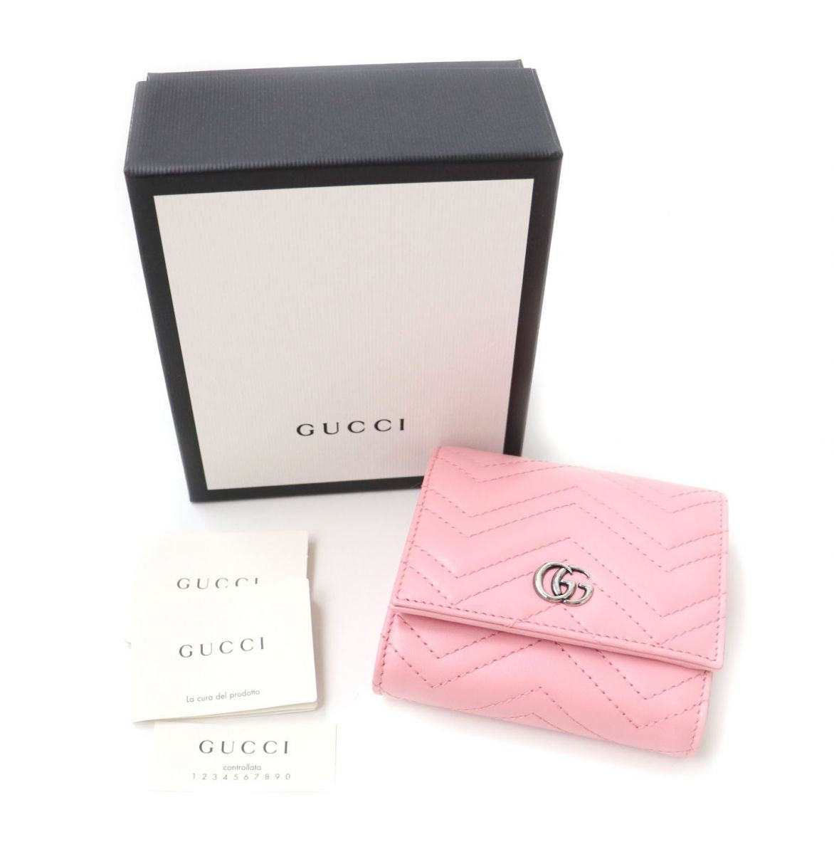 GUCCI GG Marmont Leather Wallet Pink