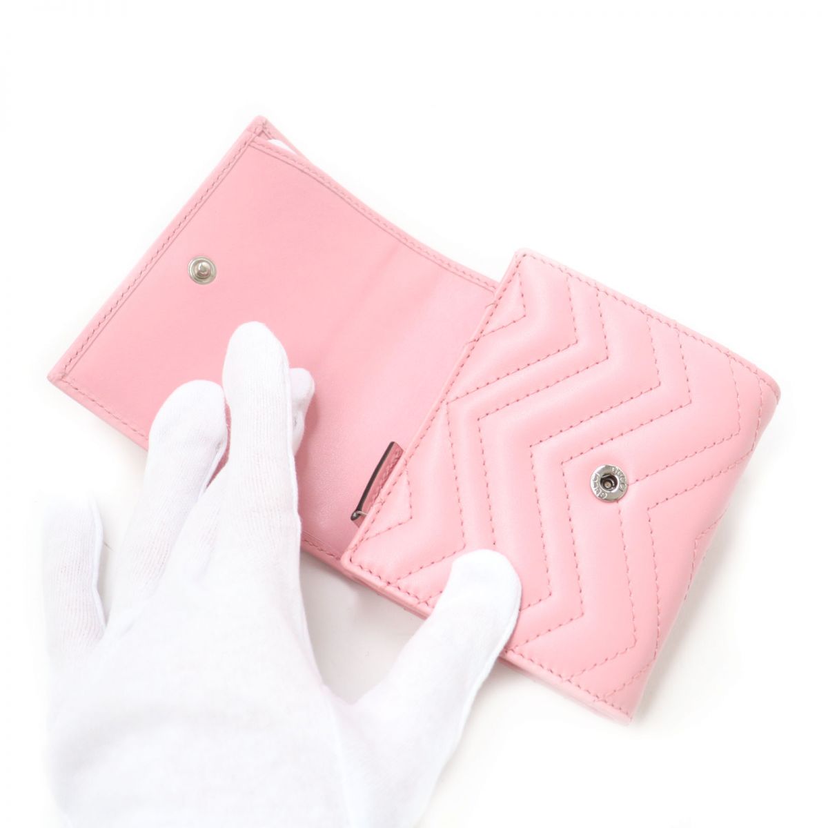 GUCCI GG Marmont Leather Wallet Pink