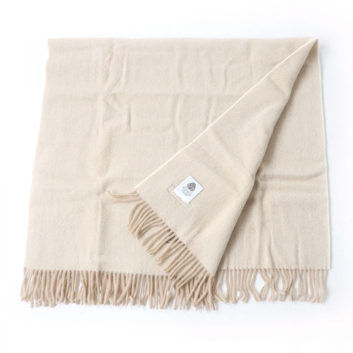 Burberry Wool Herringbone Throw with Logo Embroidery