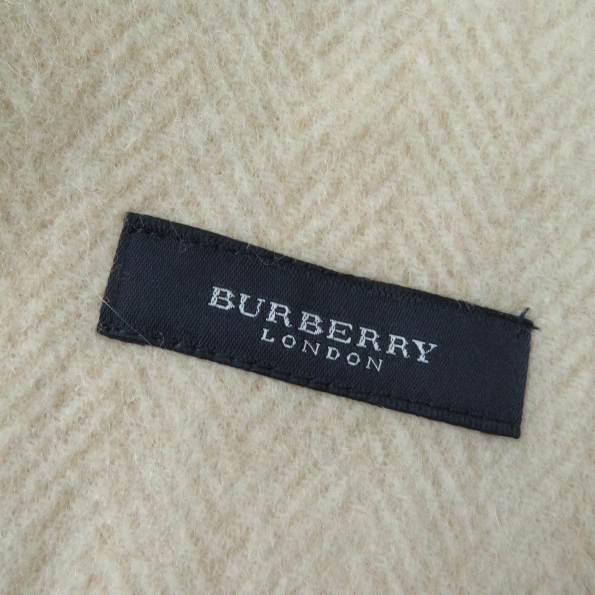 Burberry Wool Herringbone Throw with Logo Embroidery