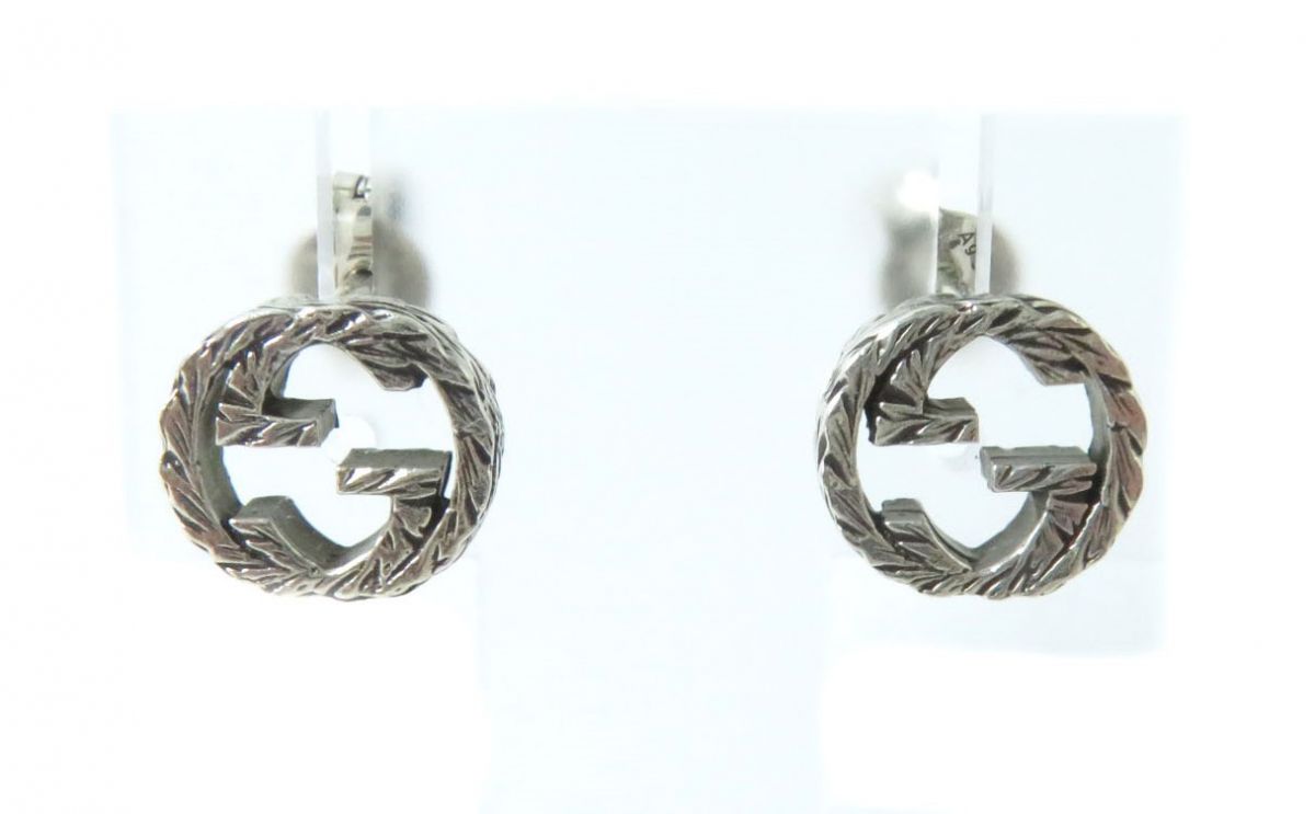 Gucci Arabesque Interlocking G Silver Earrings