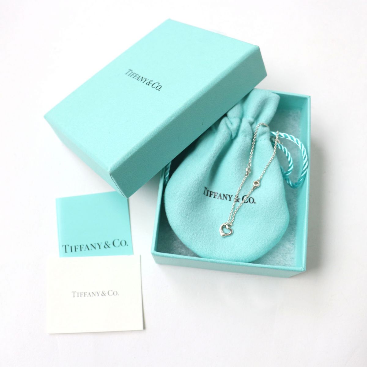 Tiffany & Co AG925 Open Heart 2P Diamond Bracelet