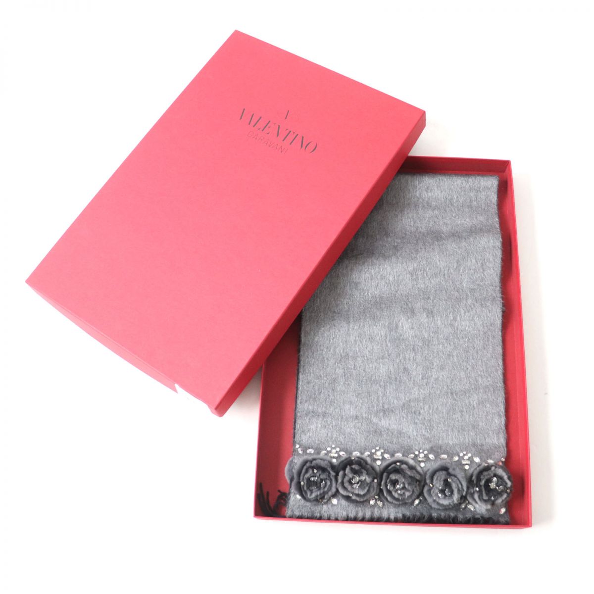 Valentino Garavani Bejeweled Rose Cashmere Silk Scarf