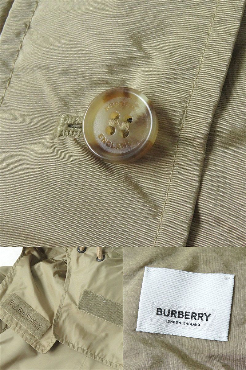 Burberry Logo Button Corduroy Collar Hooded Coat