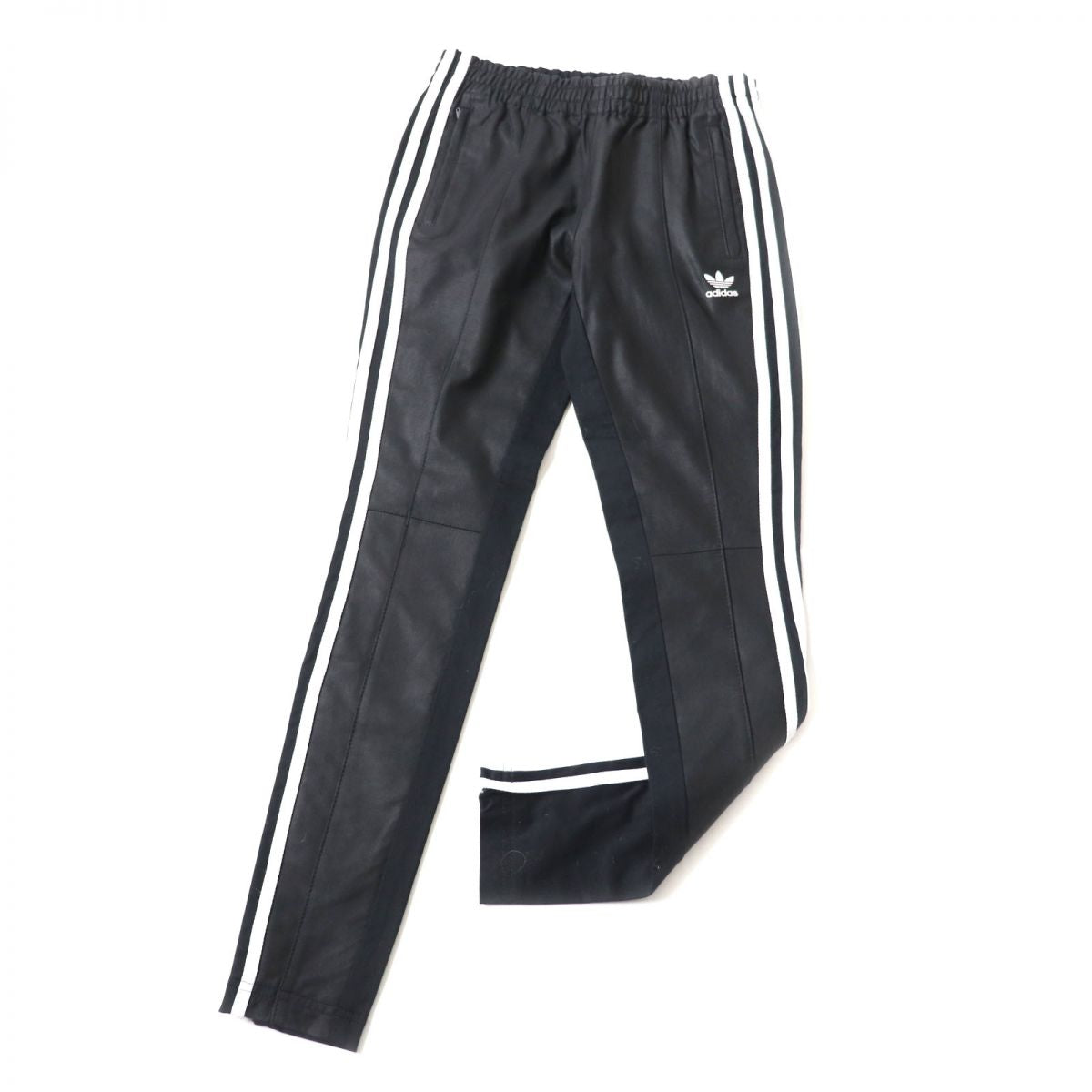 Adidas Lamb Leather Cotton Side Zip Track Pants Women's Black M