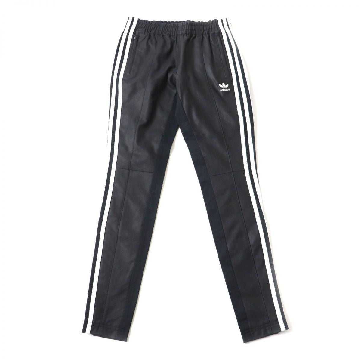 Adidas Lamb Leather Cotton Side Zip Track Pants Women's Black M