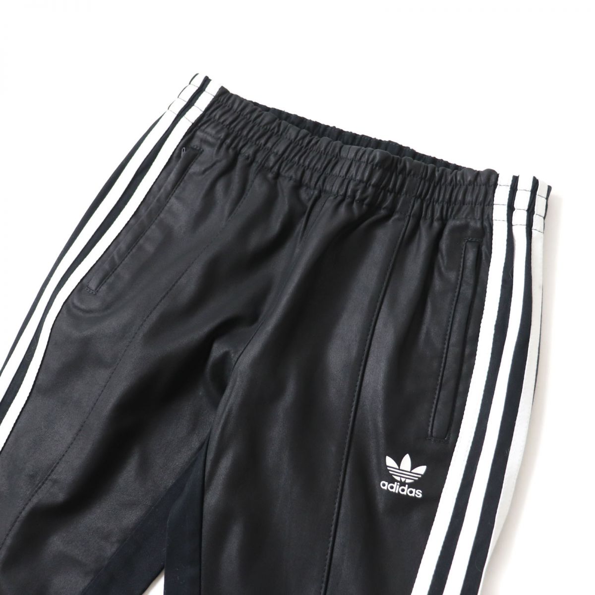 Adidas Lamb Leather Cotton Side Zip Track Pants Women's Black M