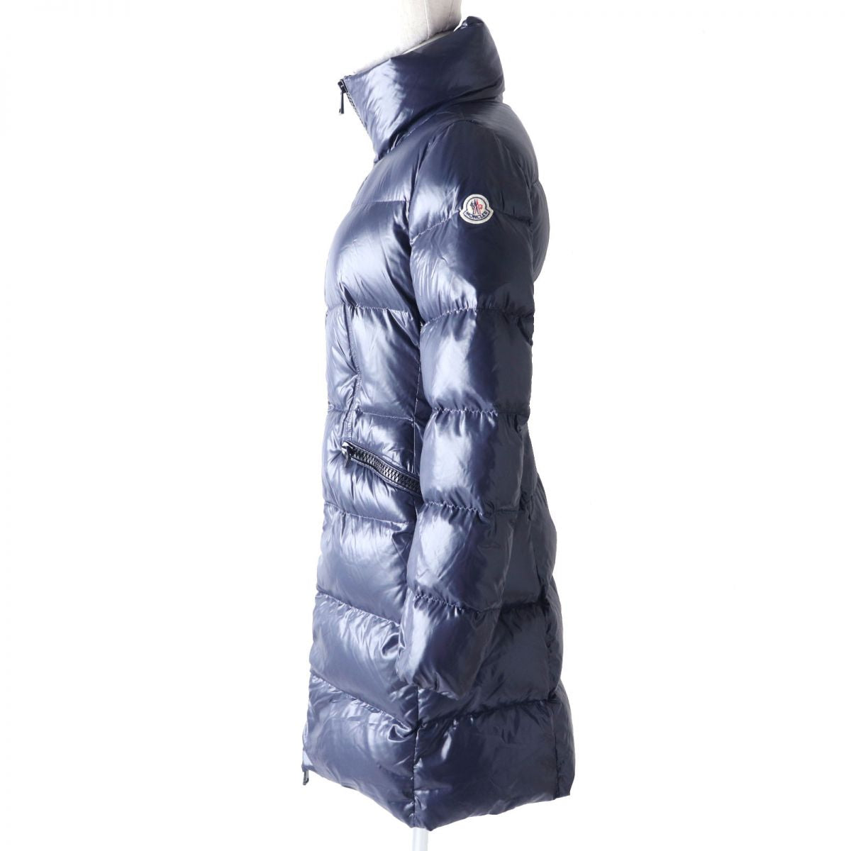 MONCLER JASMINUM Logo Patch Long Down Coat, Navy