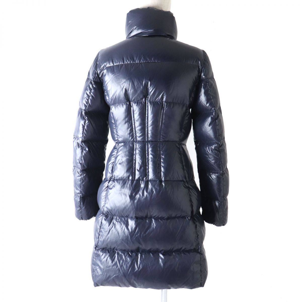 MONCLER JASMINUM Logo Patch Long Down Coat, Navy