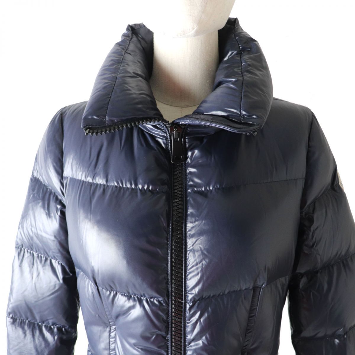 MONCLER JASMINUM Logo Patch Long Down Coat, Navy