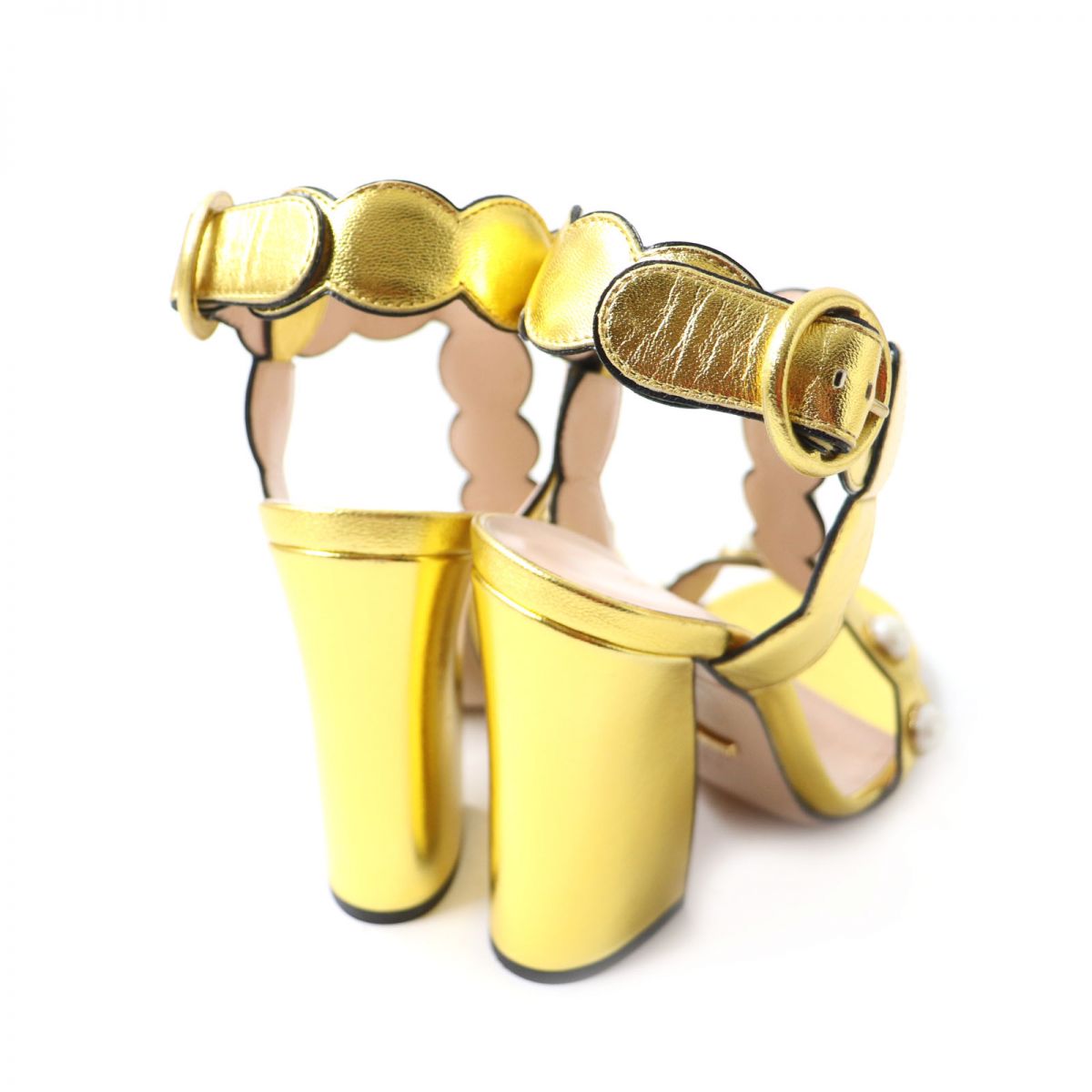 Gucci Interlocking G Leather Sandals Gold